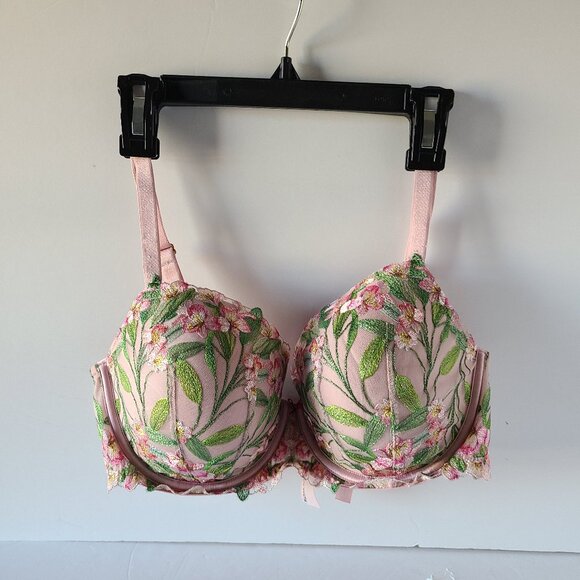 DREAM ANGELS VICTORIA'S SECRET-LILY EMBROIDERY PUSH-UP BRA -BLUSH PINK, 36DD - Picture 3 of 13
